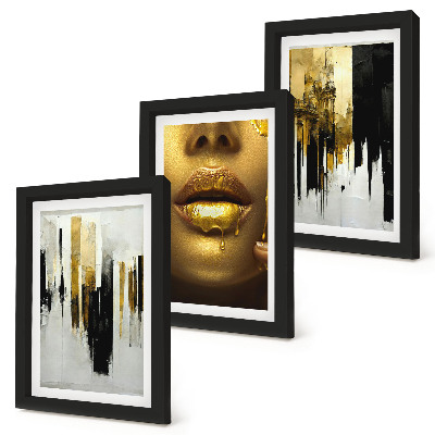 Photo frame wall Abstract painting and portrait of a woman