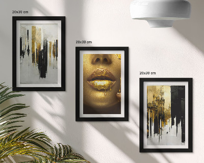 Photo frame wall Abstract painting and portrait of a woman