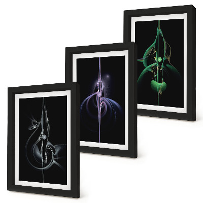 Photo frame wall Abstract patterns in shades of black and color