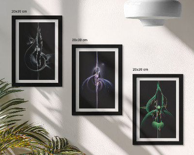 Photo frame wall Abstract patterns in shades of black and color