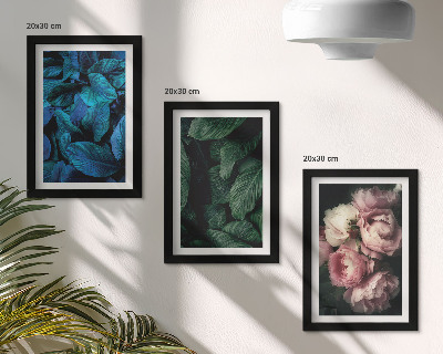Framed triptych Leaves and flowers in different colors