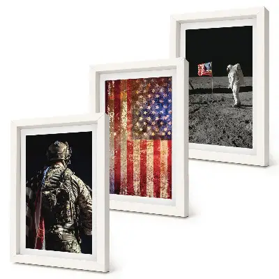 Photo frame wall with American USA flag design