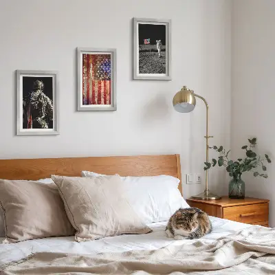 Photo frame wall with American USA flag design