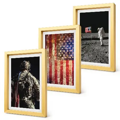 Photo frame wall with American USA flag design