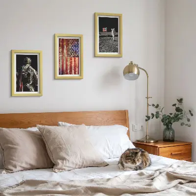 Photo frame wall with American USA flag design