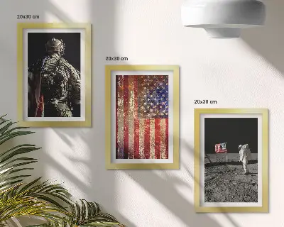 Photo frame wall with American USA flag design