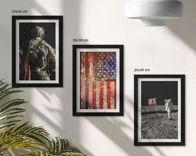 Photo frame wall with American USA flag design