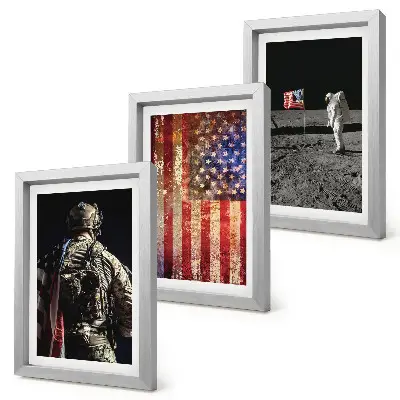 Photo frame wall with American USA flag design