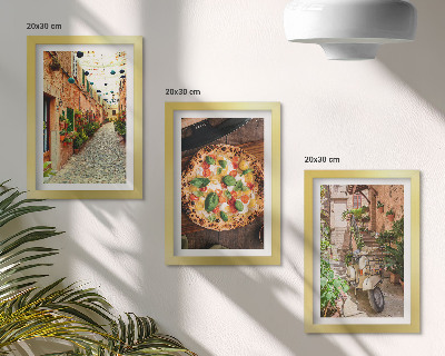 3-piece wall art set Charming streets with plants and Italian pizza