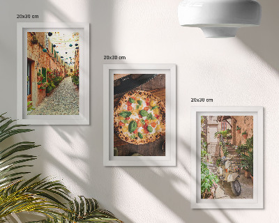 3-piece wall art set Charming streets with plants and Italian pizza