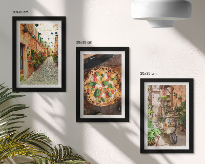3-piece wall art set Charming streets with plants and Italian pizza