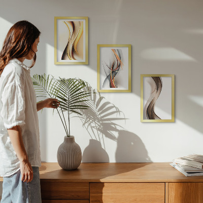 Photo frame wall Waves in shades of yellow, gray and brown
