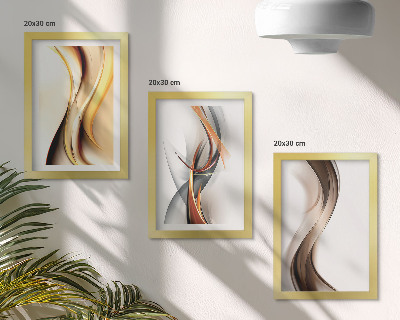 Photo frame wall Waves in shades of yellow, gray and brown