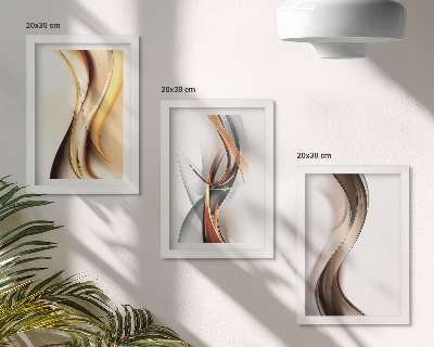 Photo frame wall Waves in shades of yellow, gray and brown