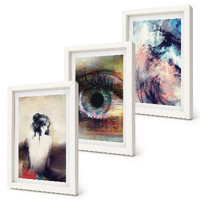 Framed triptych Portrait of a woman eye abstract colors emotions