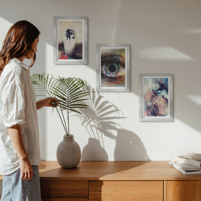 Framed triptych Portrait of a woman eye abstract colors emotions