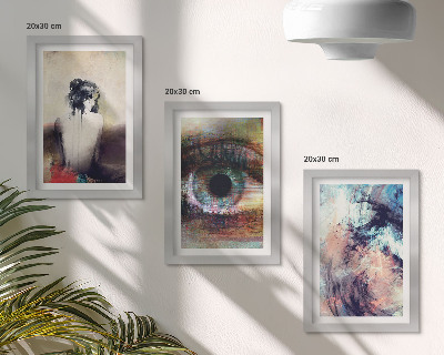 Framed triptych Portrait of a woman eye abstract colors emotions