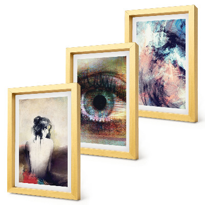 Framed triptych Portrait of a woman eye abstract colors emotions