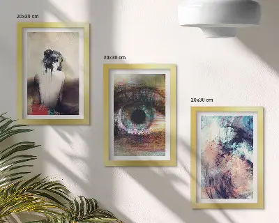 Abstract portrait of a woman with colorful emotions framed triptych