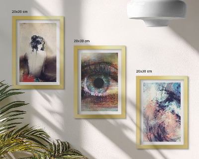 Framed triptych Portrait of a woman eye abstract colors emotions
