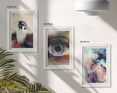 Framed triptych Portrait of a woman eye abstract colors emotions