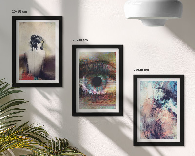 Framed triptych Portrait of a woman eye abstract colors emotions