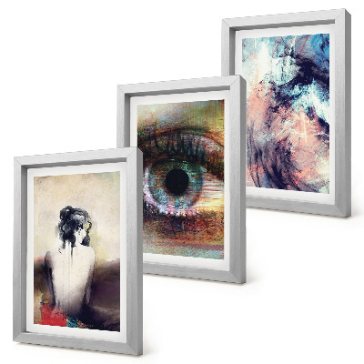 Framed triptych Portrait of a woman eye abstract colors emotions