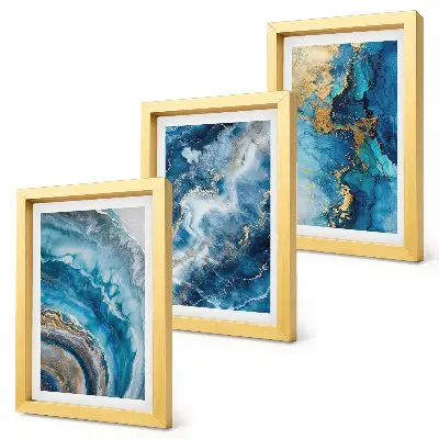 3-piece wall art set blue abstract patterns