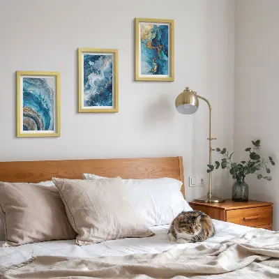 3-piece wall art set blue abstract patterns