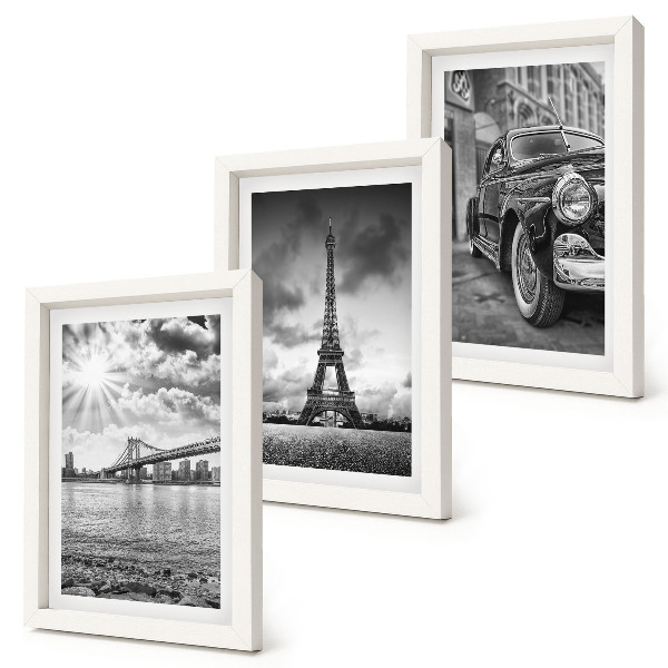 3-piece wall art set City views, bridges, Eiffel Tower, classic car