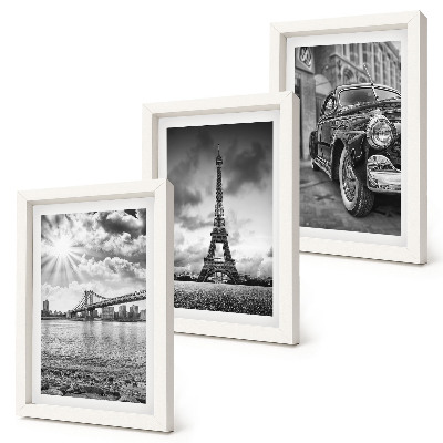 3-piece wall art set City views, bridges, Eiffel Tower, classic car