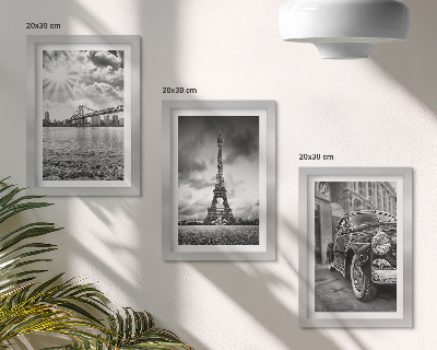 3-piece wall art set City views, bridges, Eiffel Tower, classic car