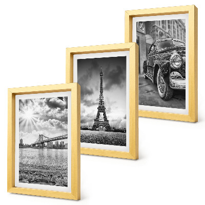 3-piece wall art set City views, bridges, Eiffel Tower, classic car