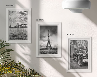 3-piece wall art set City views, bridges, Eiffel Tower, classic car
