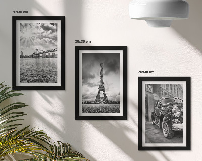 3-piece wall art set City views, bridges, Eiffel Tower, classic car