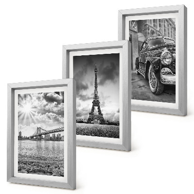 3-piece wall art set City views, bridges, Eiffel Tower, classic car