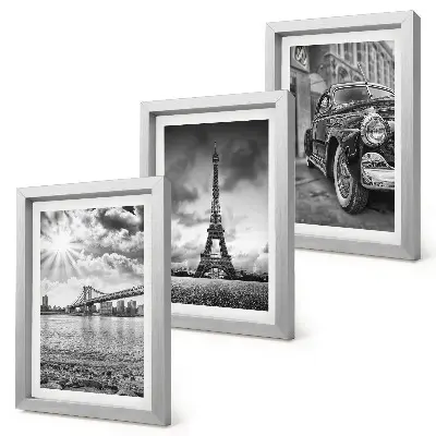 3-piece wall art set featuring city views of Eiffel Tower, bridges, and a classic car