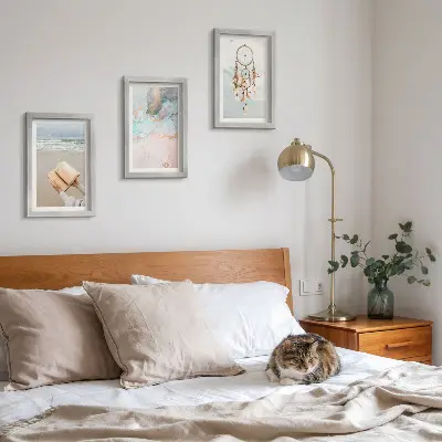 Photo frame wall abstract sea, book, and boho dream catcher design