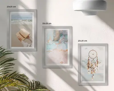 Photo frame wall abstract sea, book, and boho dream catcher design