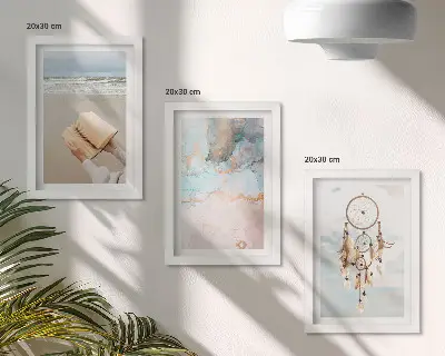 Photo frame wall abstract sea, book, and boho dream catcher design