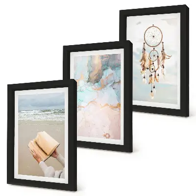 Photo frame wall abstract sea, book, and boho dream catcher design