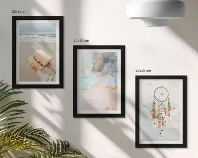 Photo frame wall abstract sea, book, and boho dream catcher design