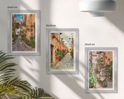 3-piece wall art set Charming streets with flowers in an Italian atmosphere
