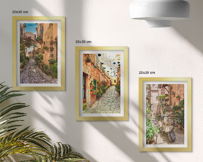 3-piece wall art set Charming streets with flowers in an Italian atmosphere