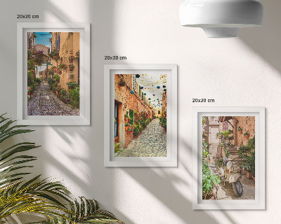 3-piece wall art set Charming streets with flowers in an Italian atmosphere
