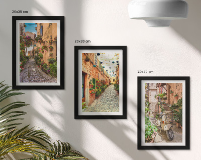 3-piece wall art set Charming streets with flowers in an Italian atmosphere