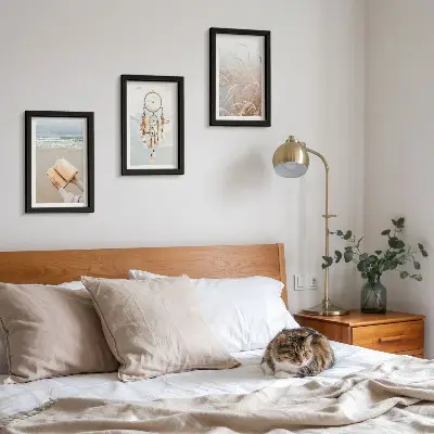 Photo frame wall peaceful landscapes with delicate summer views in a boho style