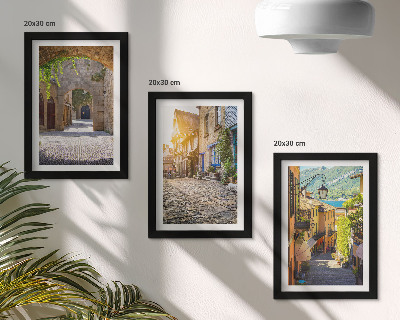 Framed triptych Charming streets with stone buildings and gates