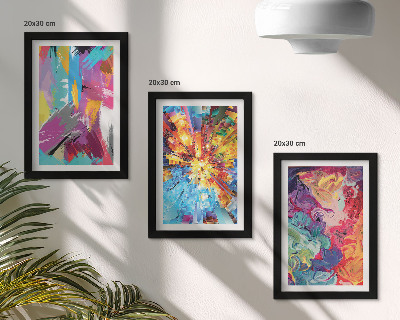 Framed triptych Colorful paint abstractions with dynamic patterns