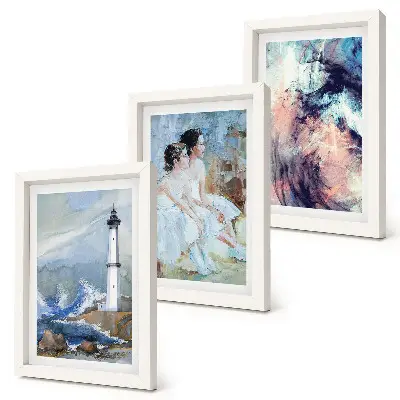 Photo frame wall painted abstract lighthouse and dancers print set
